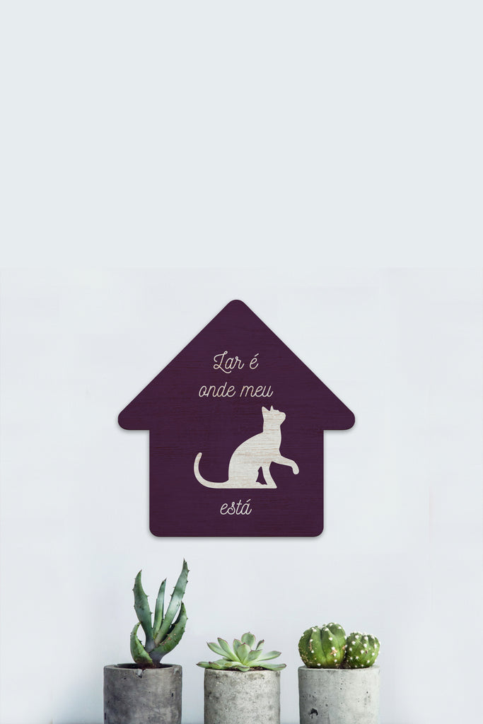 Placa Decorativa Cat House 28x22cm