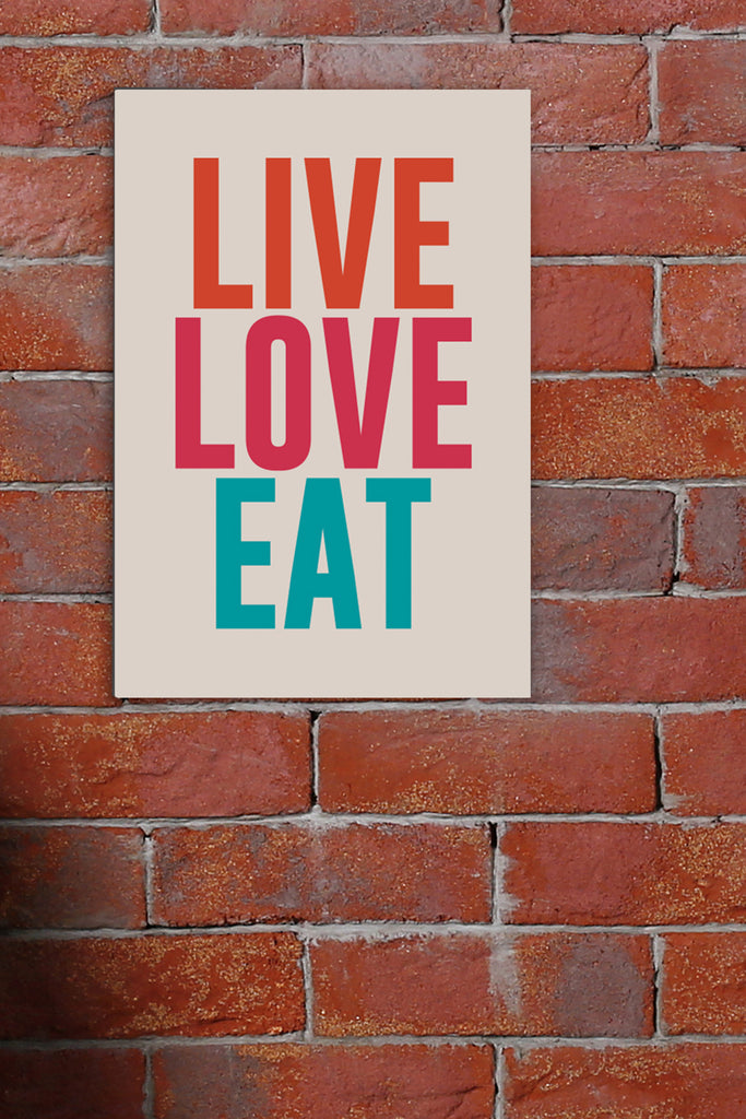 Placa Decorativa Live Love Eat 20x29cm