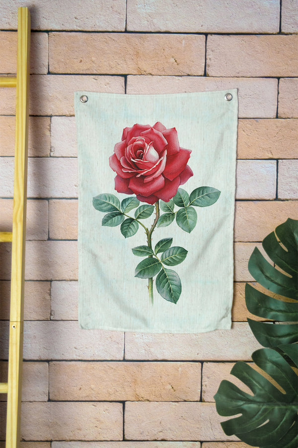 Tapestry Wall Banner Rosa Vermelha c/ Ilhóis 30 x 45cm