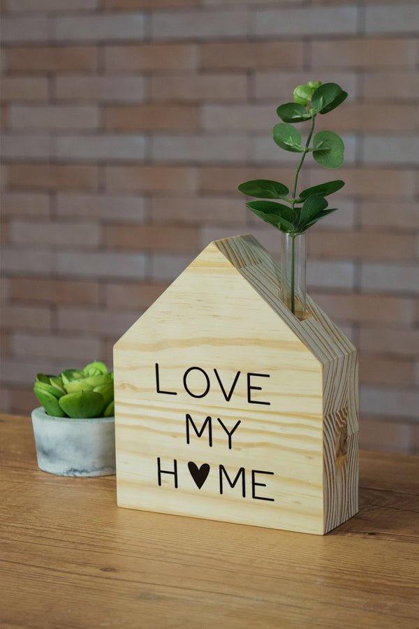 Adorno Casa Com Suporte para Flor - Love My Home